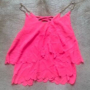 Paola Frani Vibrant Pink Scalloped Camisole